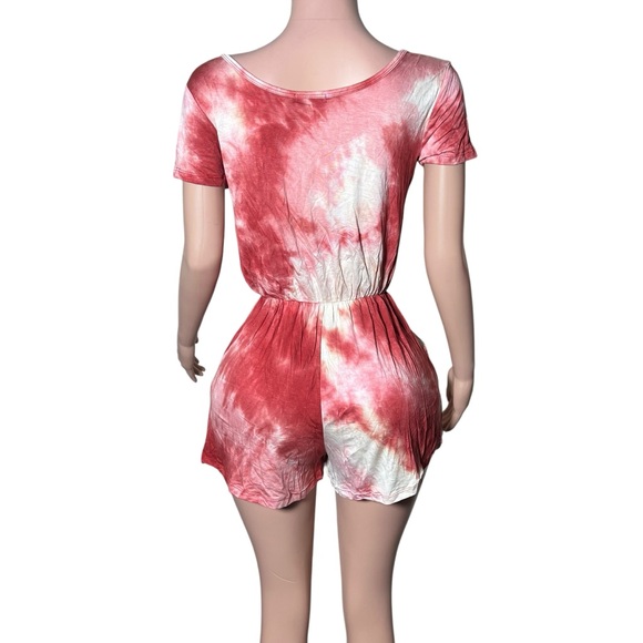 Pink/Red and White Tie-Dye Romper - Picture 3 of 3